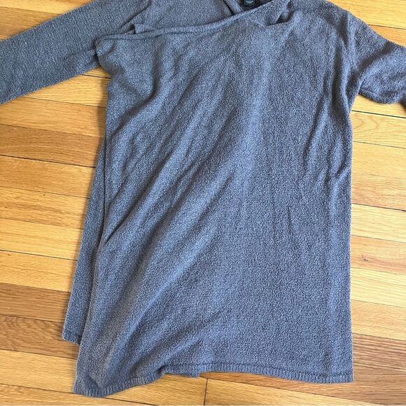 Barefoot Dreams Brown Bamboo Ruffle Long Knit Wrap Cardigan Sweater Small Medium - Picture 4 of 7